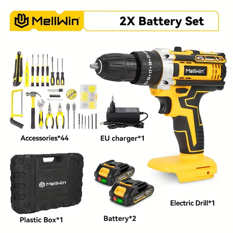 Electric Drill Tool Set, 25 Gears + 3 Functions, Electric Screwdriver Tool Kit, Suitable For Home Improvement Drilling Tools, Family Essential, Holiday Gift Set