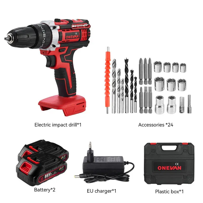 Electric Drill Tool Set, 25 Gears + 3 Functions, Electric Screwdriver Tool Kit, Suitable For Home Improvement Drilling Tools, Family Essential, Holiday Gift Set