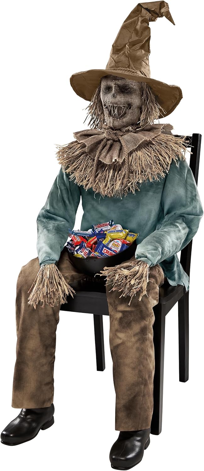 Spirit Halloween 4.5 Ft Scary Sitting Scarecrow Animatronic