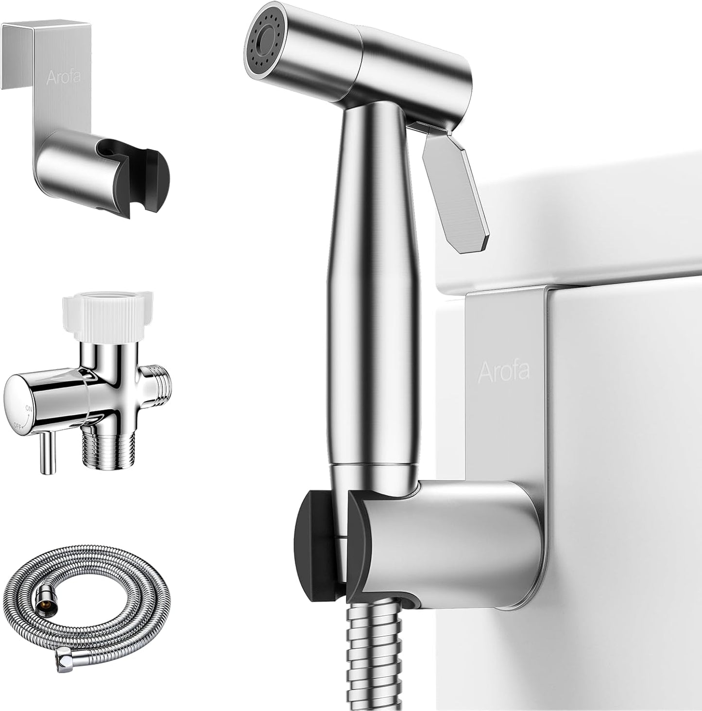 Handheld Toilet Bidet Sprayer for Toilet-Adjustable Water Pressure Control with Bidet Hose for Feminine Wash, Stainless Steel Brushed Nickel Bidet Faucet Cloth Diaper for Baby Wash