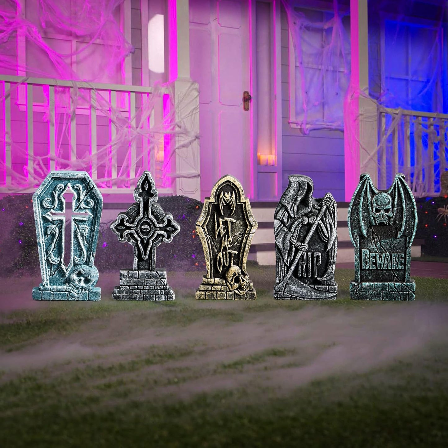 17” Halloween Foam RIP Graveyard Tombstones (5 Pack)