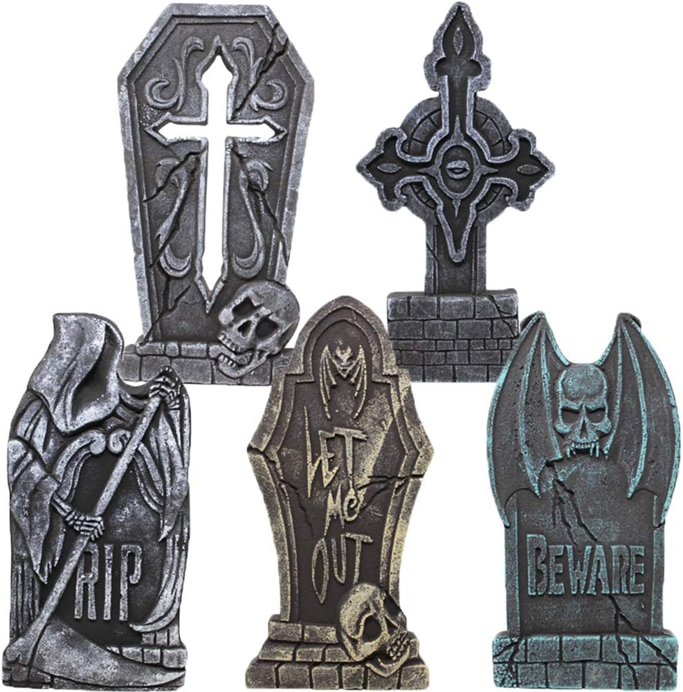 17” Halloween Foam RIP Graveyard Tombstones (5 Pack)