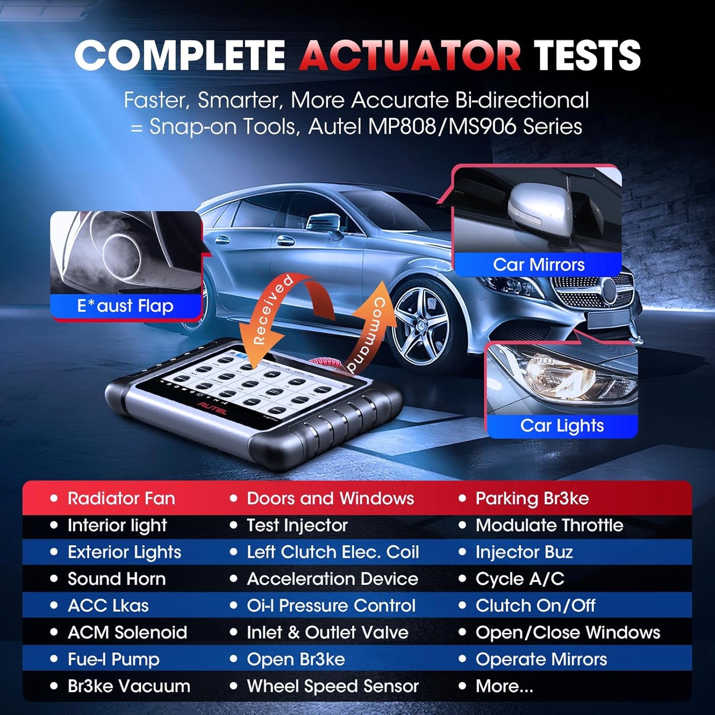 2025 Bidirectional Tool as MK808BT Pro MX808S M808Z, Work as MaxiCheck MX900 MK900BT, 28+ Service, Active Test, All System Diagnose, Injector Coding, FCA Autoauth OS 11