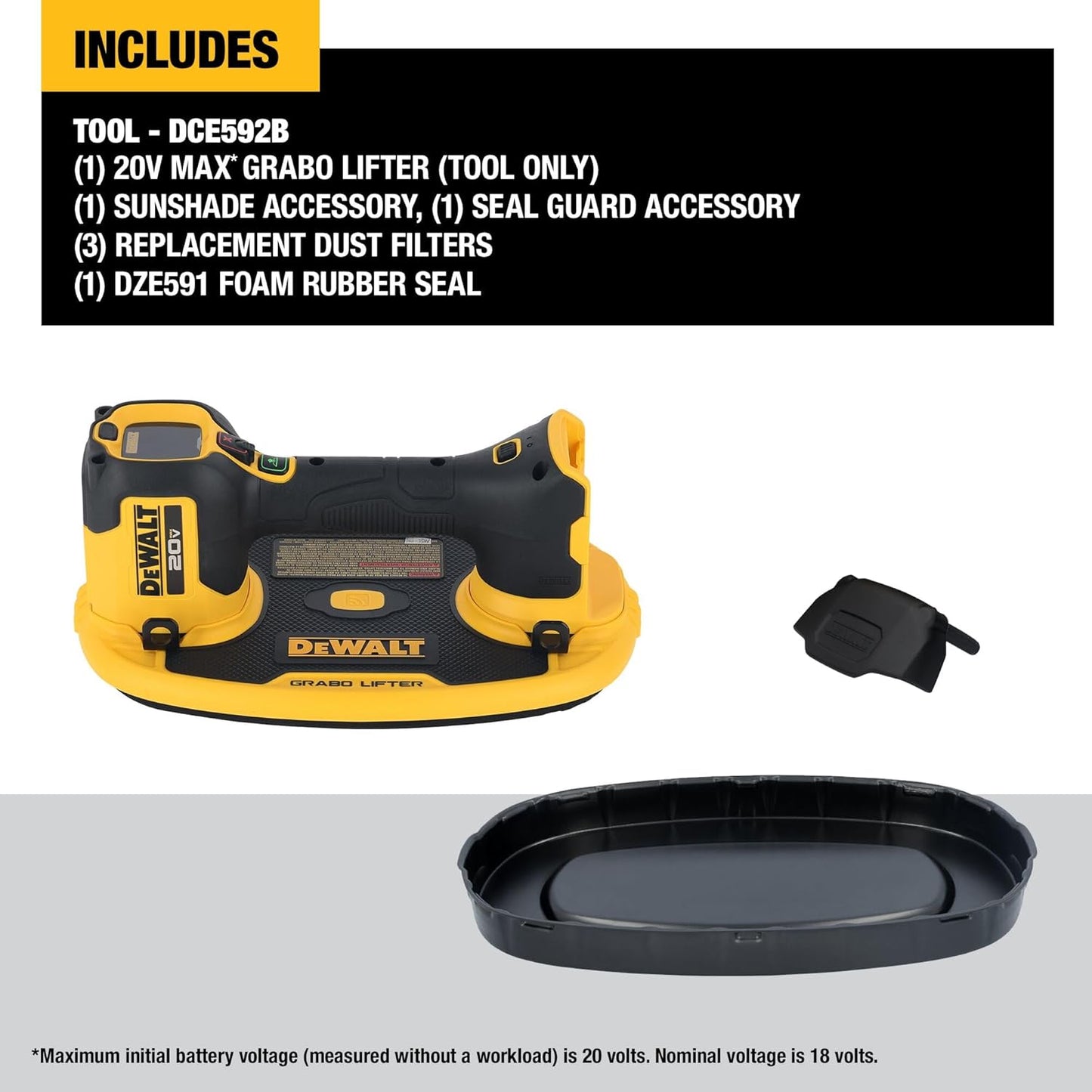 20V MAX Cordless GRABO Suction Lifter, Bare Tool Only, Lift-load Capacity of Up to 265 lbs. (DCE592B)