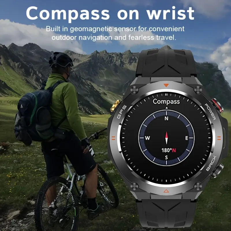 GPS Sports Smart Watch -1. 46 'HD Large Screen IPX8/1ATM Smart Watch for Men -650mAh Large Battery -100+Sports Mode Sports Tracker - Wireless Call/Answer - Sports Bracelet with Sports Positioning - Compatible with Android/iPhone - Gift for Men