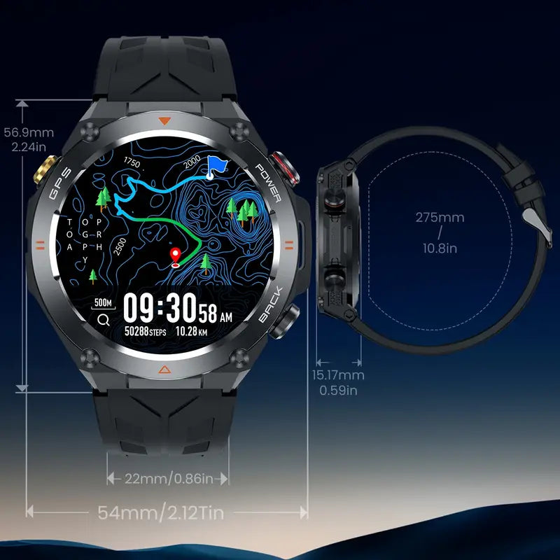 GPS Sports Smart Watch -1. 46 'HD Large Screen IPX8/1ATM Smart Watch for Men -650mAh Large Battery -100+Sports Mode Sports Tracker - Wireless Call/Answer - Sports Bracelet with Sports Positioning - Compatible with Android/iPhone - Gift for Men