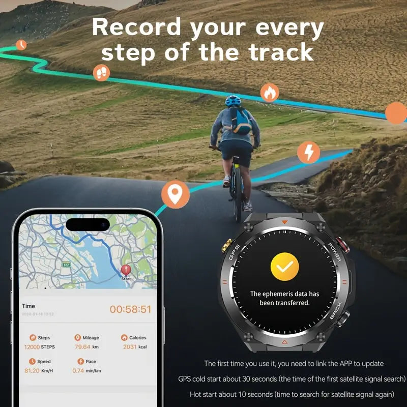 GPS Sports Smart Watch -1. 46 'HD Large Screen IPX8/1ATM Smart Watch for Men -650mAh Large Battery -100+Sports Mode Sports Tracker - Wireless Call/Answer - Sports Bracelet with Sports Positioning - Compatible with Android/iPhone - Gift for Men