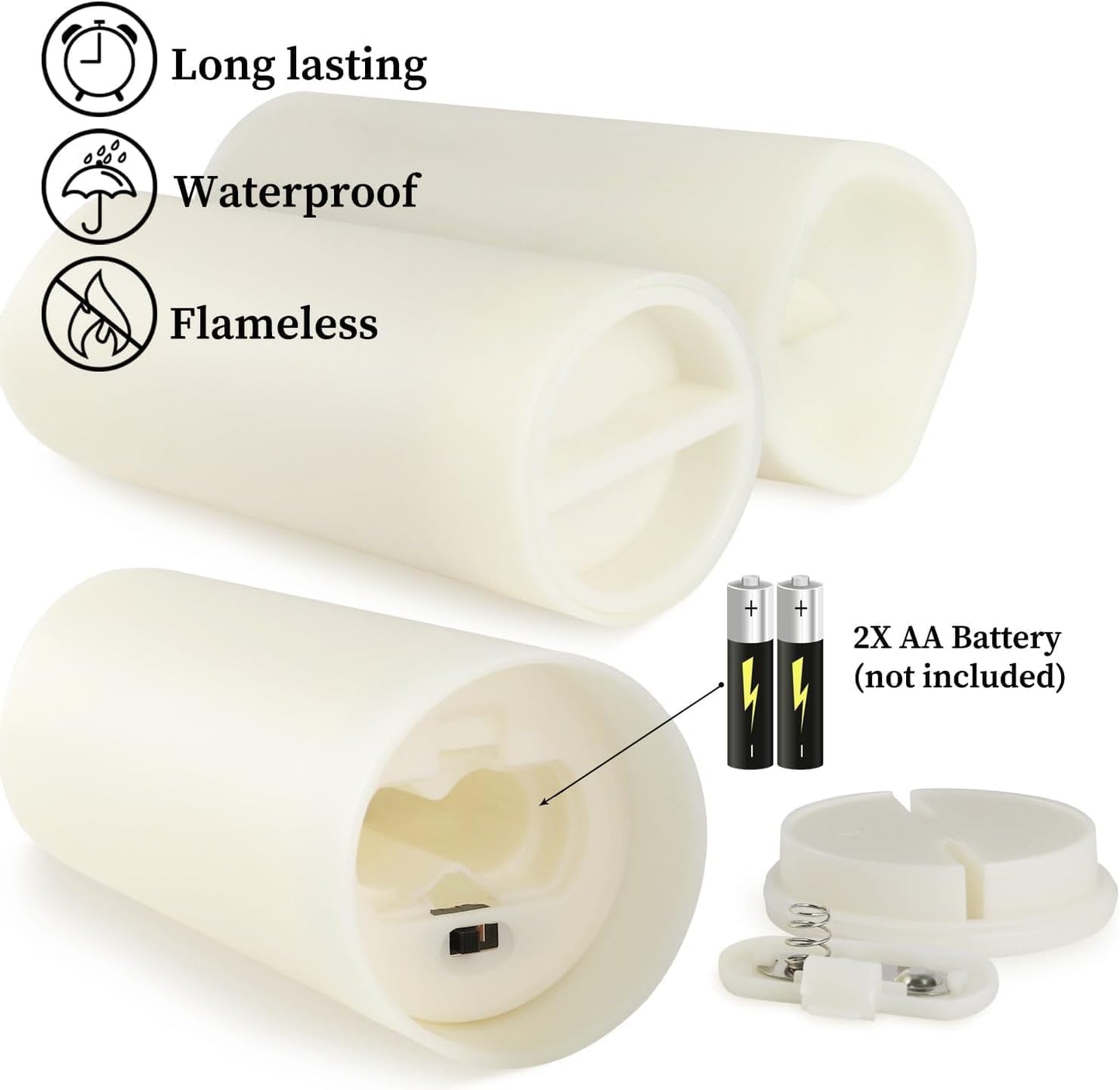 Set of 96 Waterproof Outdoor Flameless Candles, LED Candles