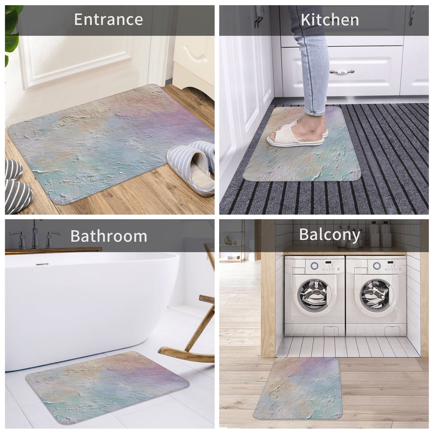 Abstract Art Texture Printed Anti-Slip Floor Mat – Multi-Purpose Rug for Entryway, Bathroom, Bedroom, Living Room