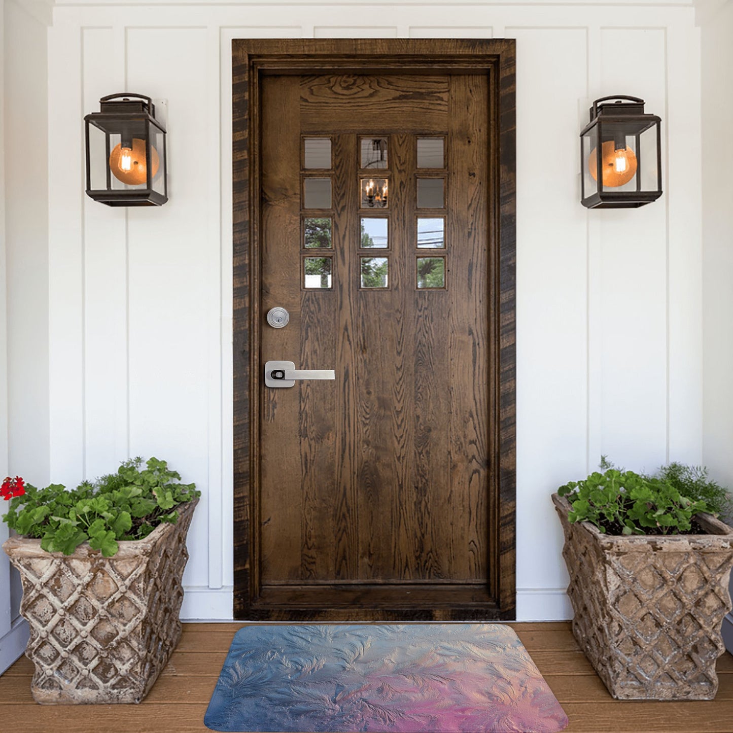 Frost Feather Gradient Art Anti-Slip Floor Mat – Multi-Purpose Rug for Entryway, Bedroom, Bathroom