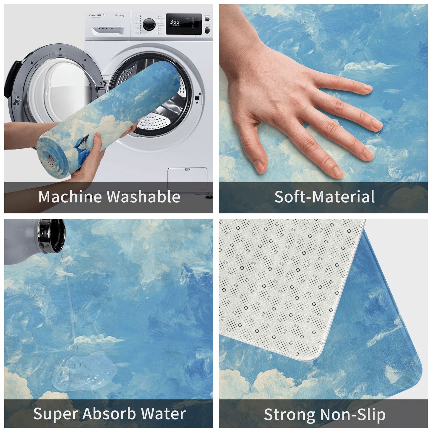 Blue Sky & Bird Artistic Anti-Slip Floor Mat