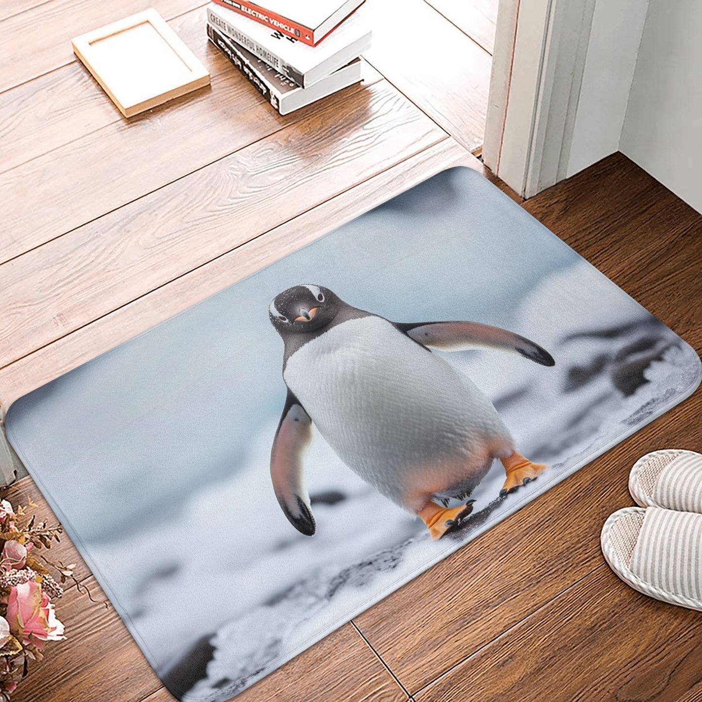 Penguin-Themed Anti-Slip Floor Mat – Multi-Purpose Rug for Entryway, Bedroom, Bathroom