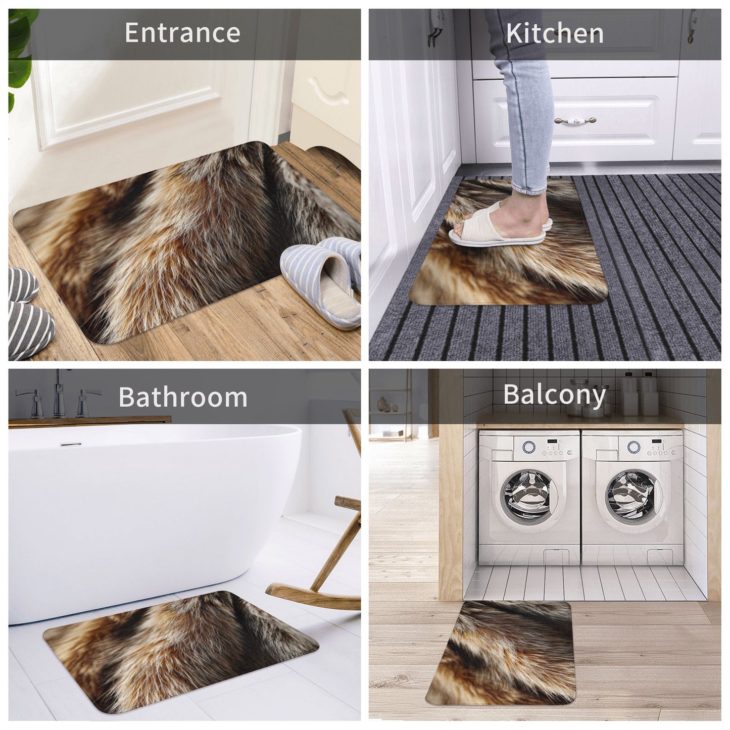 Faux Fur Texture Non-Slip Floor Mat | Absorbent Quick-Dry Decorative Rug for Bedroom, Bathroom, Kitchen, Entryway – 60×40cm Soft & Stylish