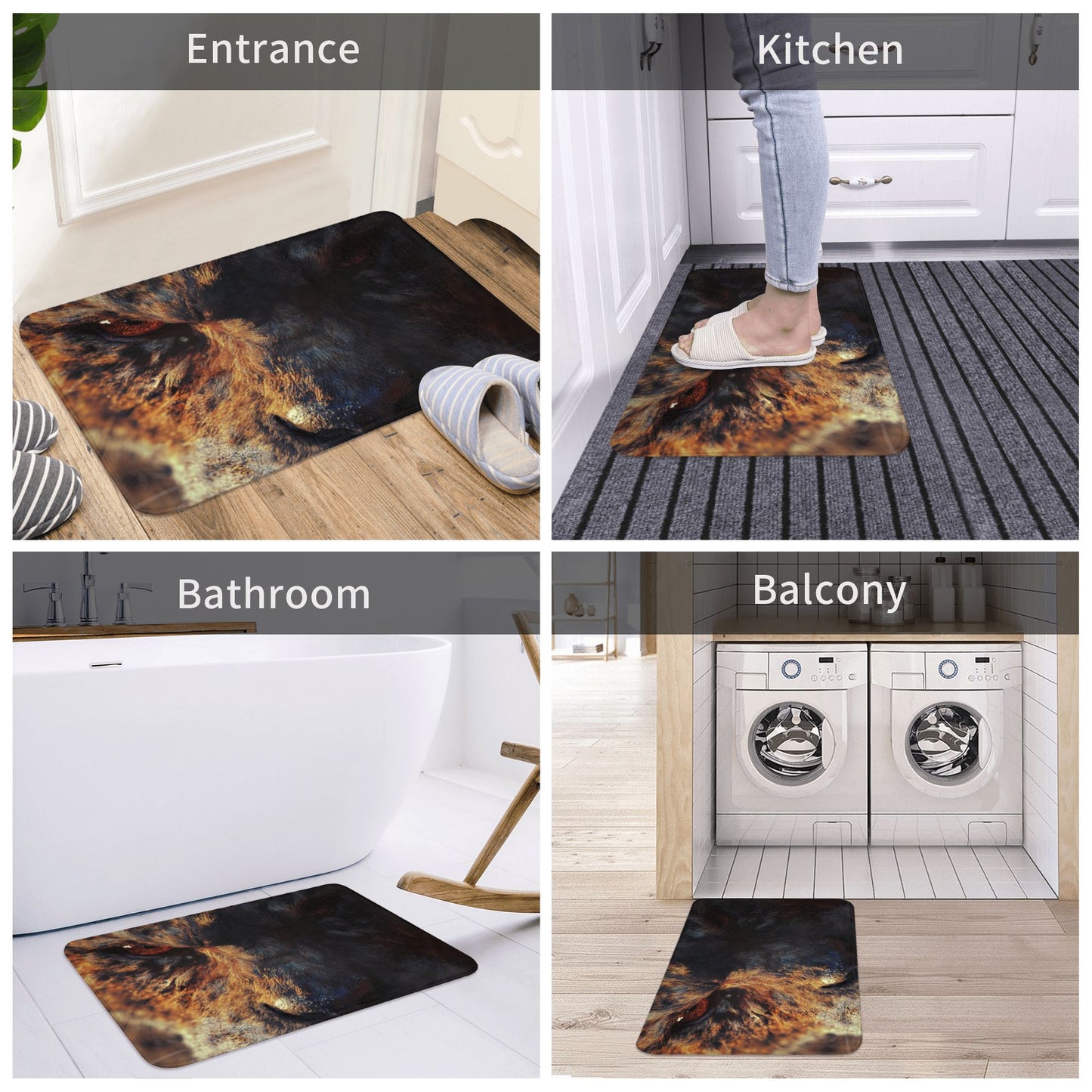 Wild Beast Style Non-Slip Floor Mat | High-Definition Printed Rug for Entryway, Bedroom, Bathroom, Kitchen – 60×40cm Absorbent, Quick-Dry, Soft & Durable