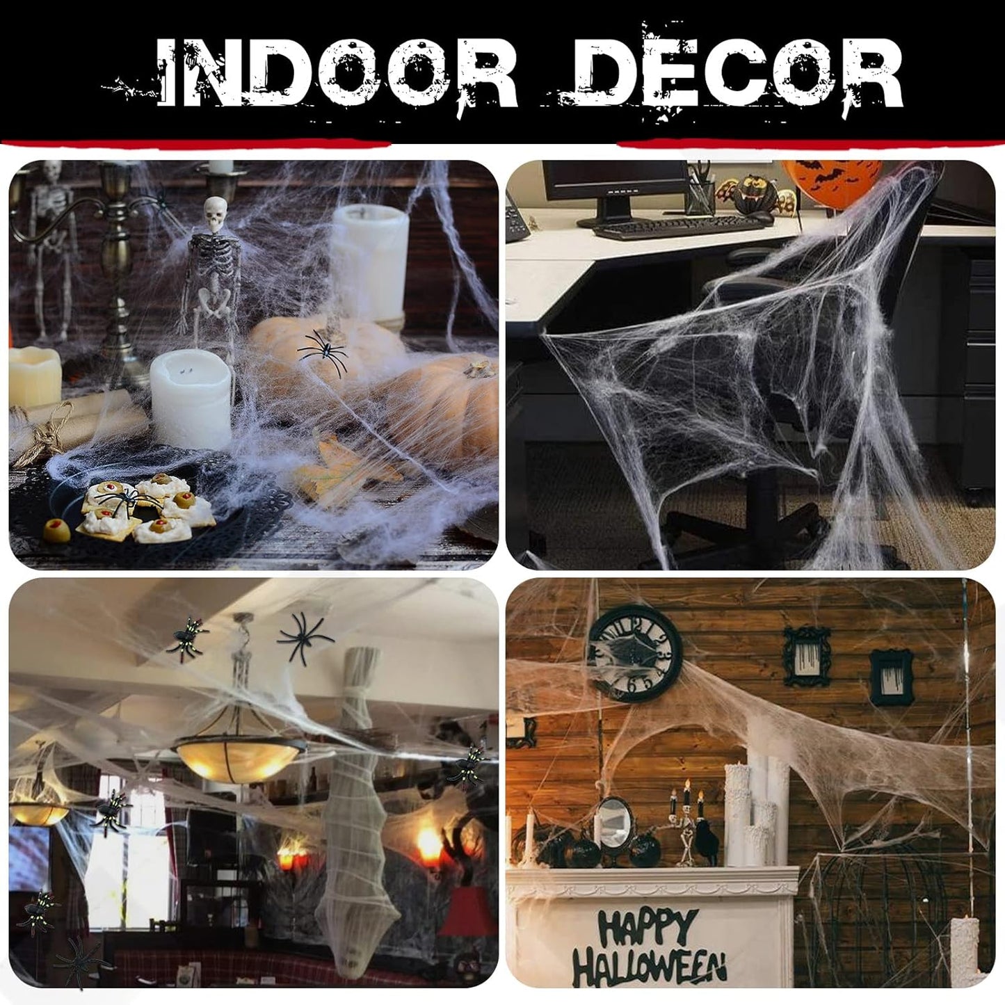 1400 sqft Halloween Spider Webs Decorations with 150 Extra Fake Spiders