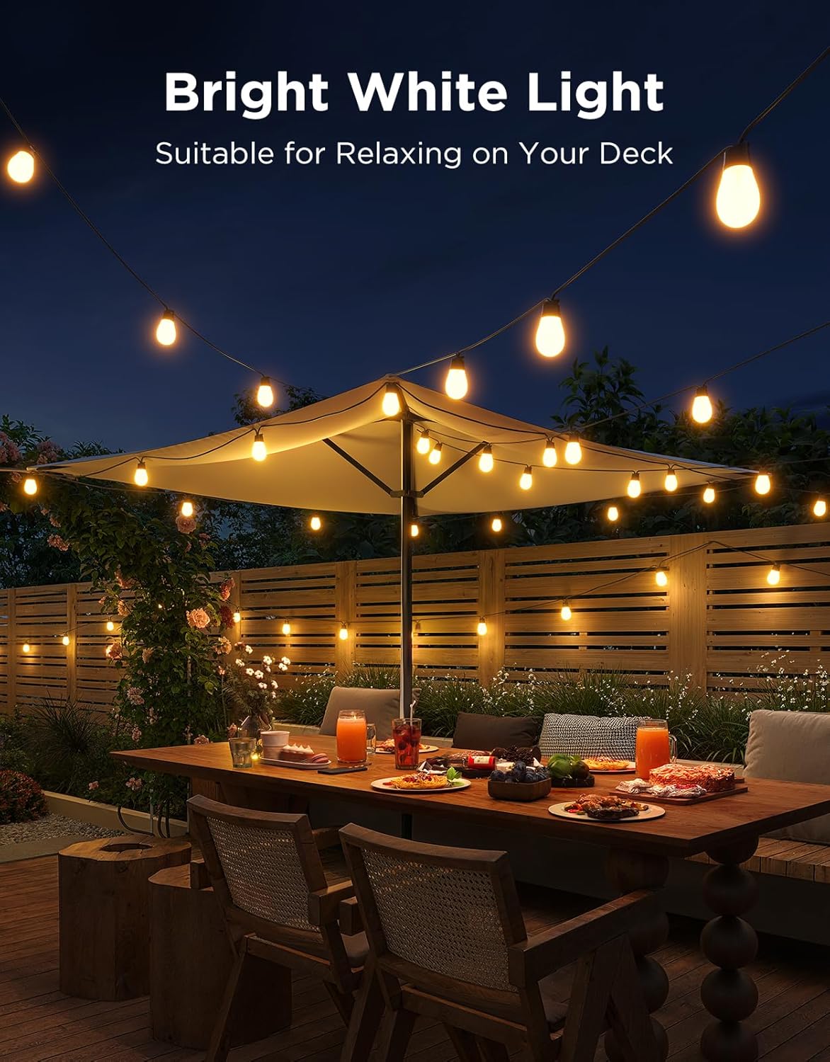 S14 Bulb Outdoor String Lights 2, 96ft Smart RGBIC Warm White Patio Lights