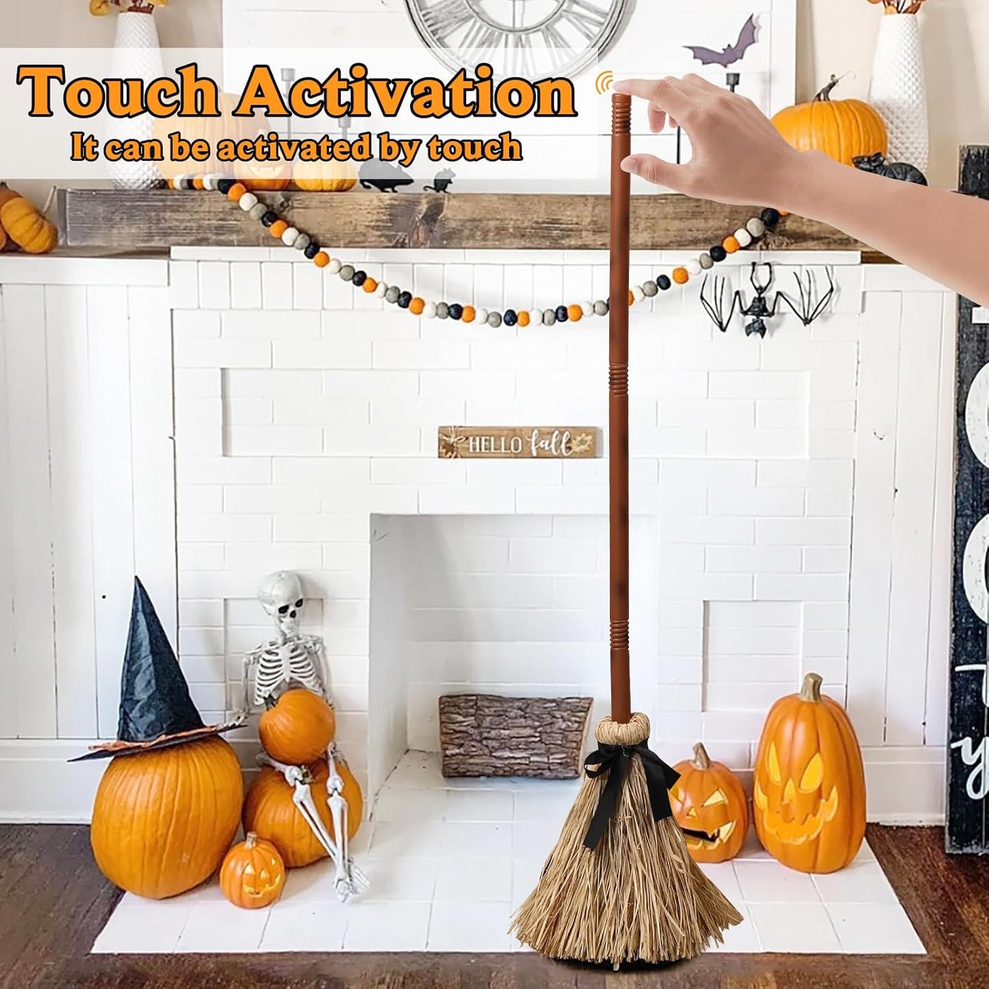 43.5 Inches Tall Animated Floating Witch's Broom