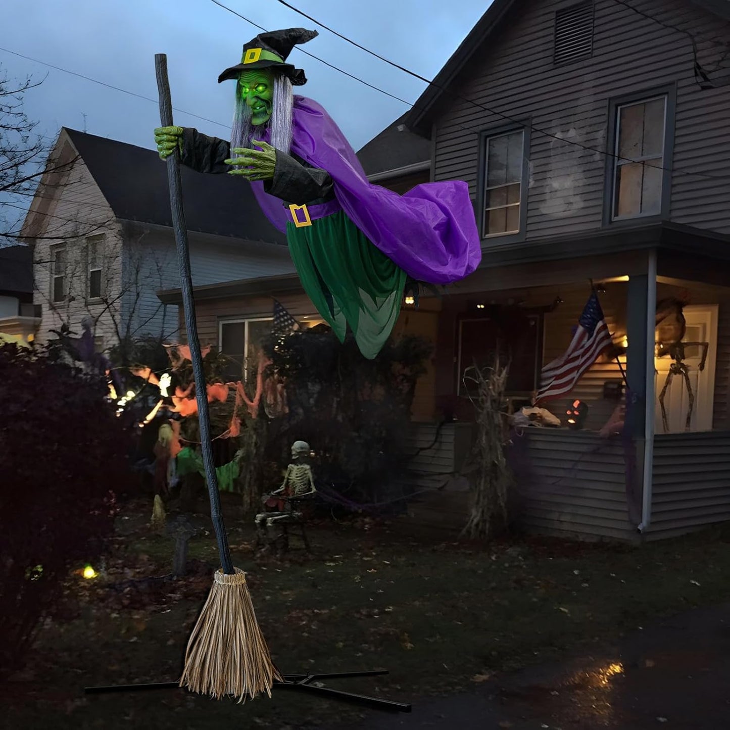 11.5 Ft Animated Hovering Witch Animatronics