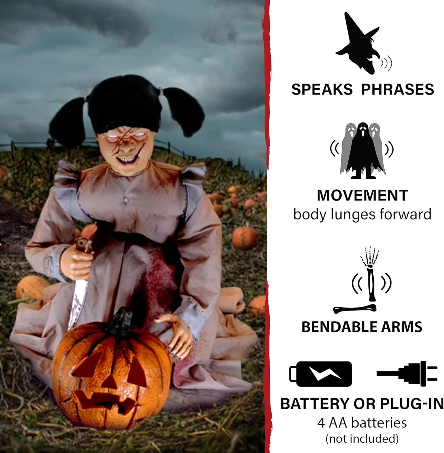 Haunted Hill Farm Lunging Pumpkin Carver Zombie Girl