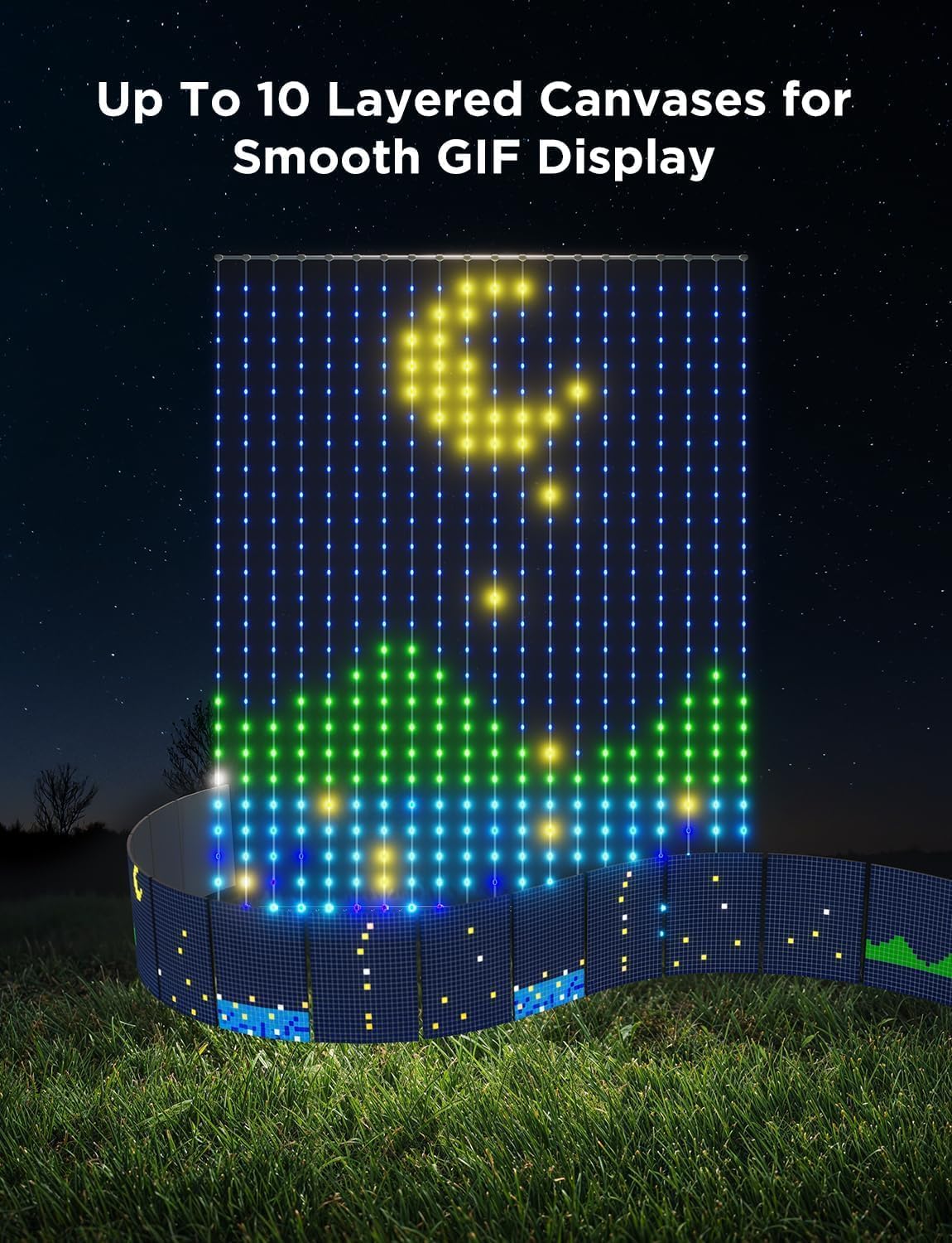 Curtain Lights 2, 520 LEDs Smart LED Curtain Light with DIY GIF AIGC