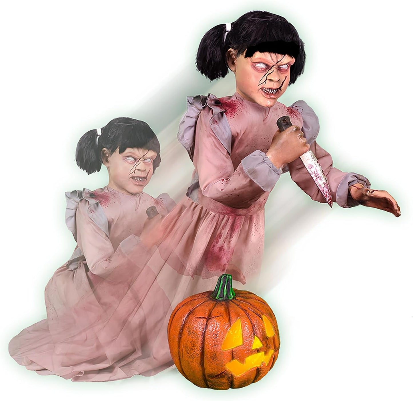 Haunted Hill Farm Lunging Pumpkin Carver Zombie Girl
