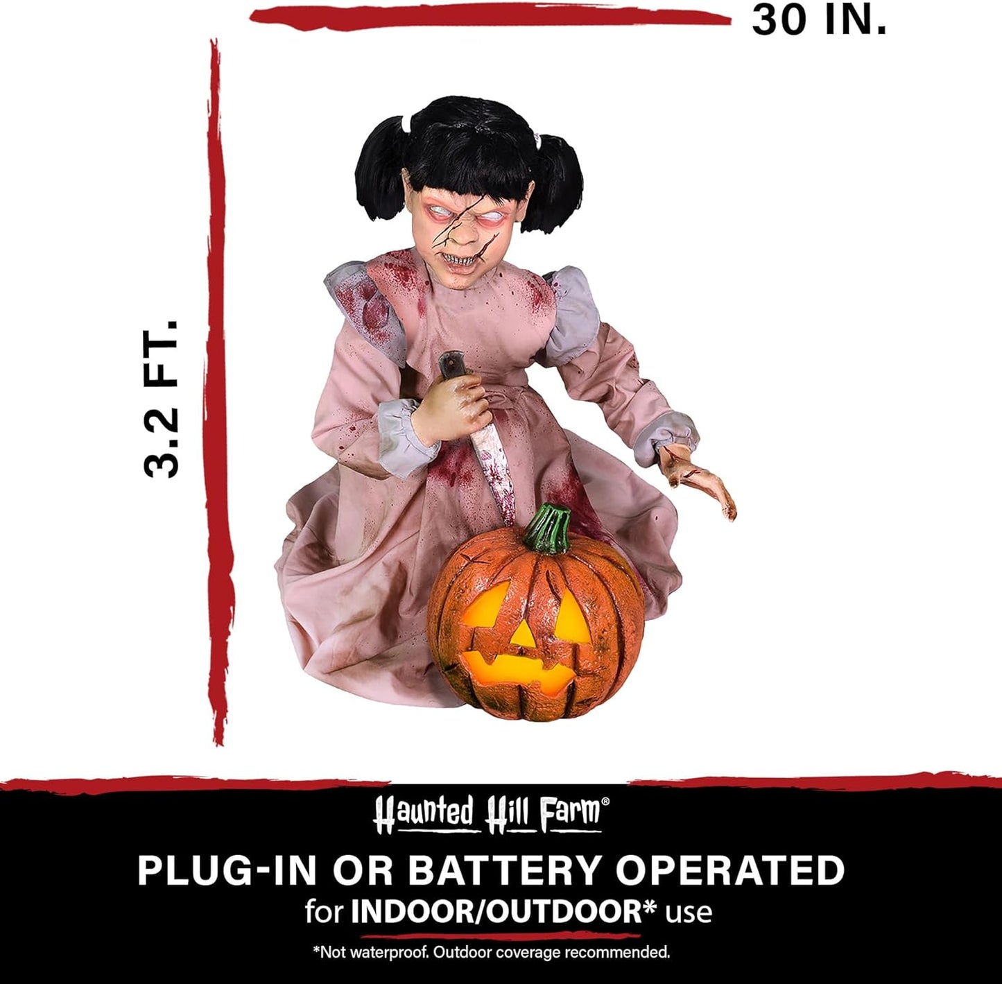 Haunted Hill Farm Lunging Pumpkin Carver Zombie Girl