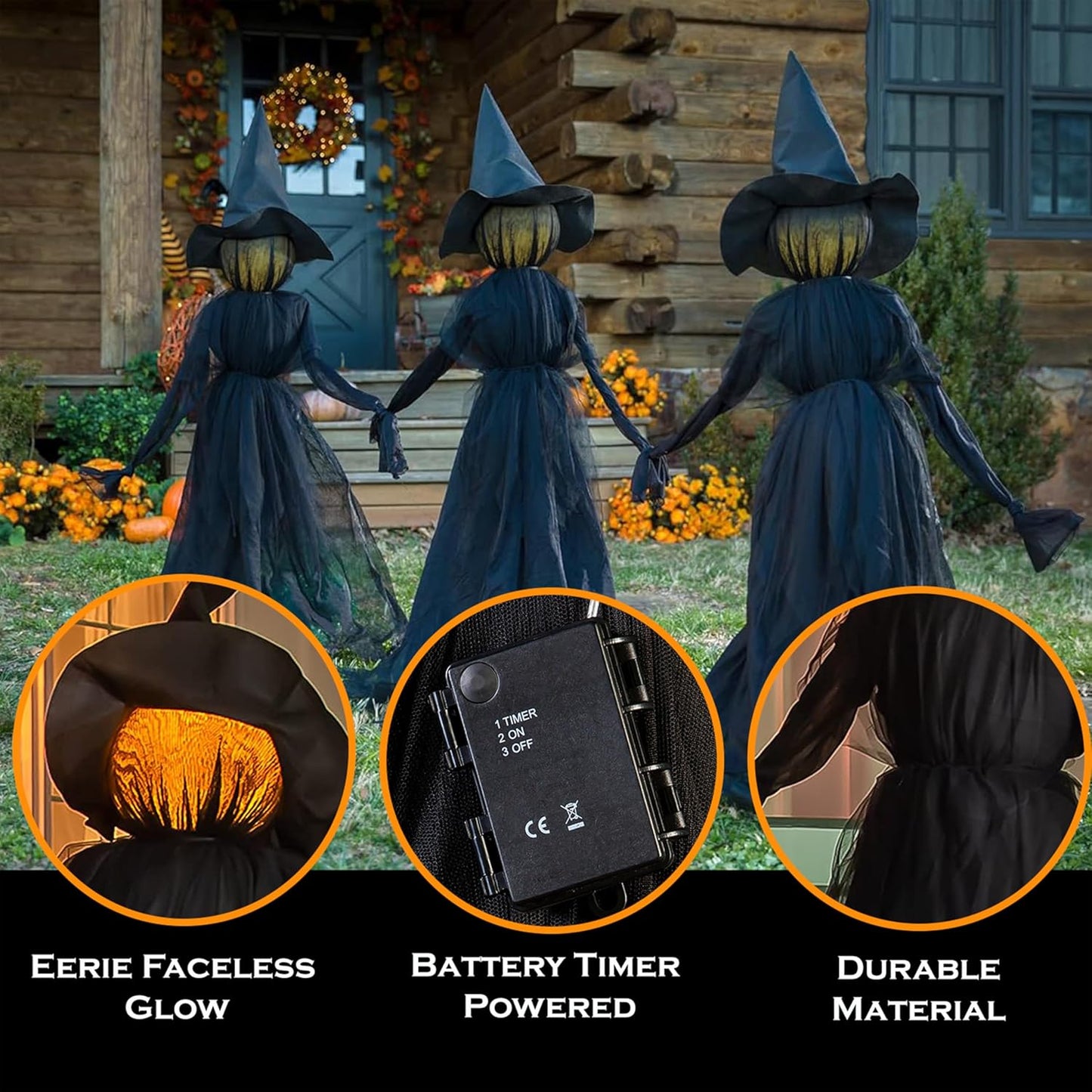 Halloween Witches with Hats Stakes | 4 Feet Tall |