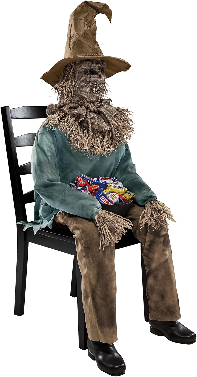 Spirit Halloween 4.5 Ft Scary Sitting Scarecrow Animatronic