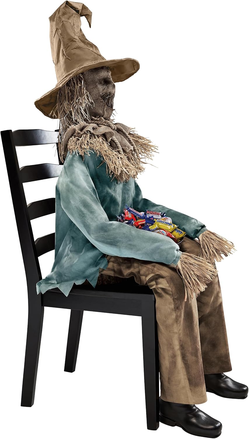 Spirit Halloween 4.5 Ft Scary Sitting Scarecrow Animatronic