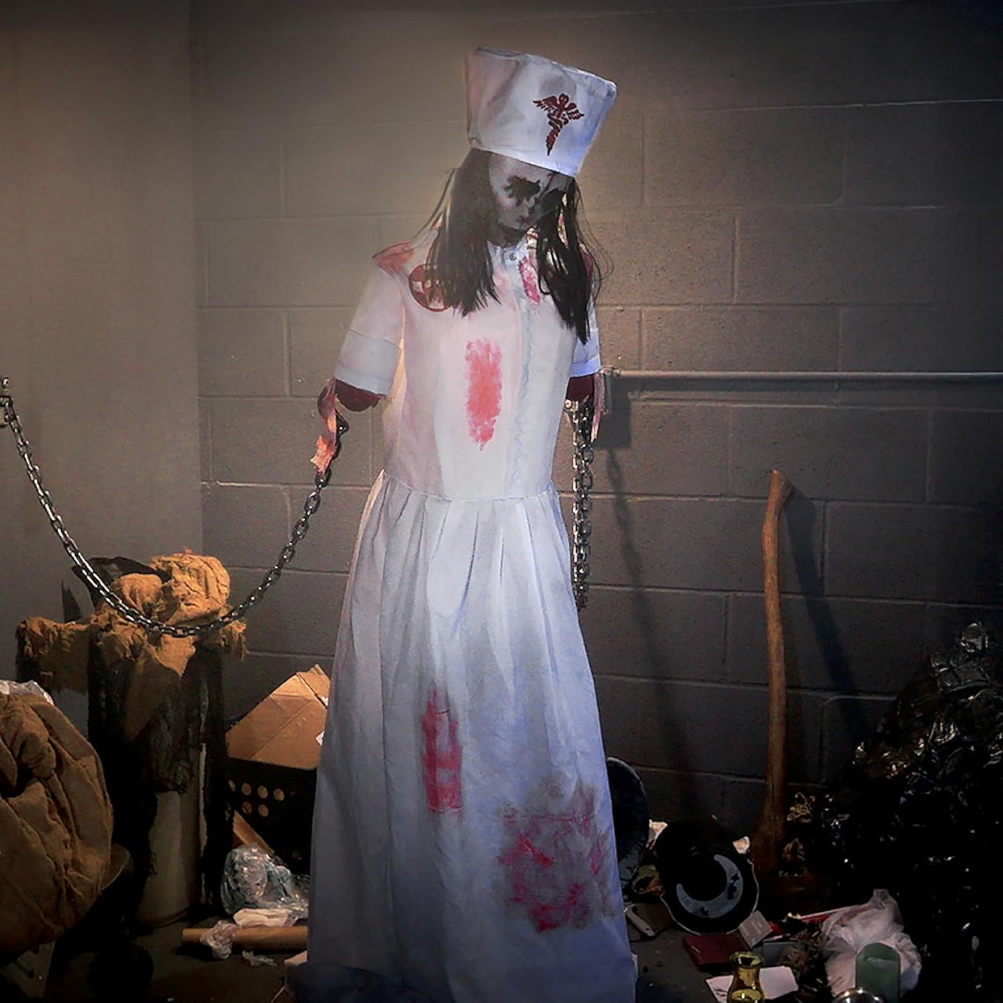 Haunted Hill Farm Life-Size Animatronic Convulsing Nurse