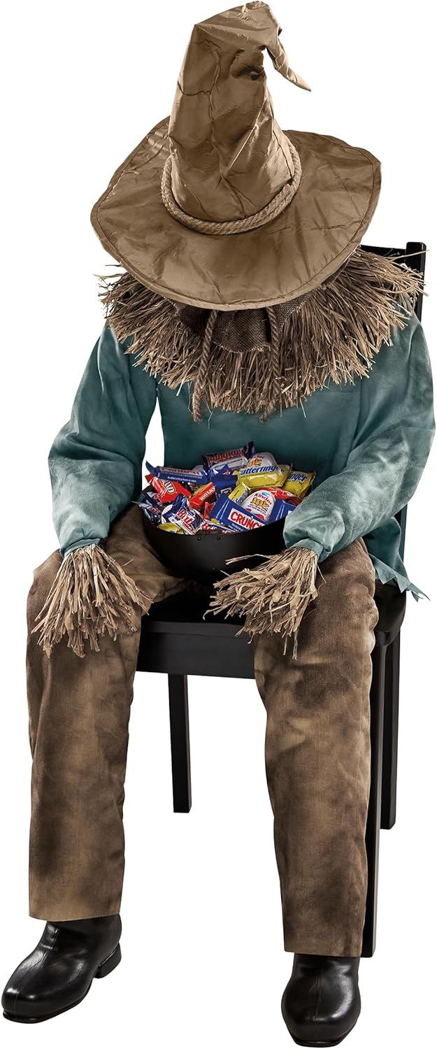 Spirit Halloween 4.5 Ft Scary Sitting Scarecrow Animatronic