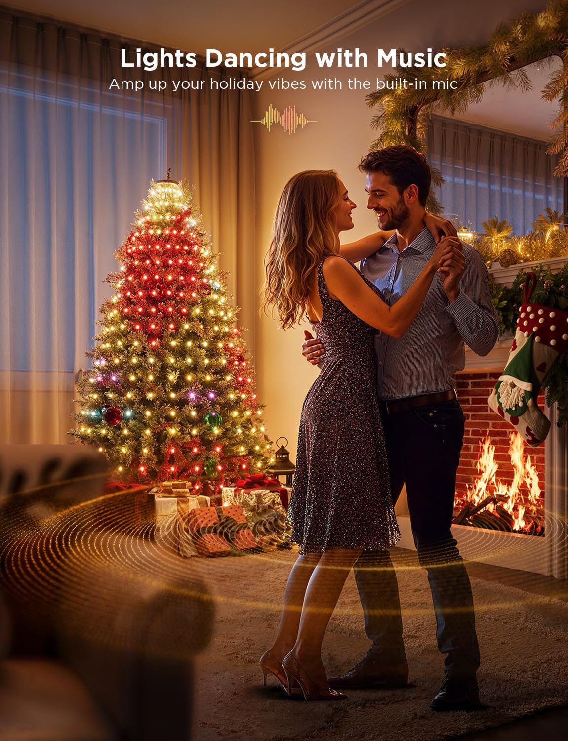 Christmas Tree Lights, Smart RGBIC 480 LEDs Christmas Lights Outdoor, 6.6ft × 24 String Lights for Holiday Decor, IP65 Waterproof, Music Sync, Voice Control, 60+ Scene Modes, Green Wire