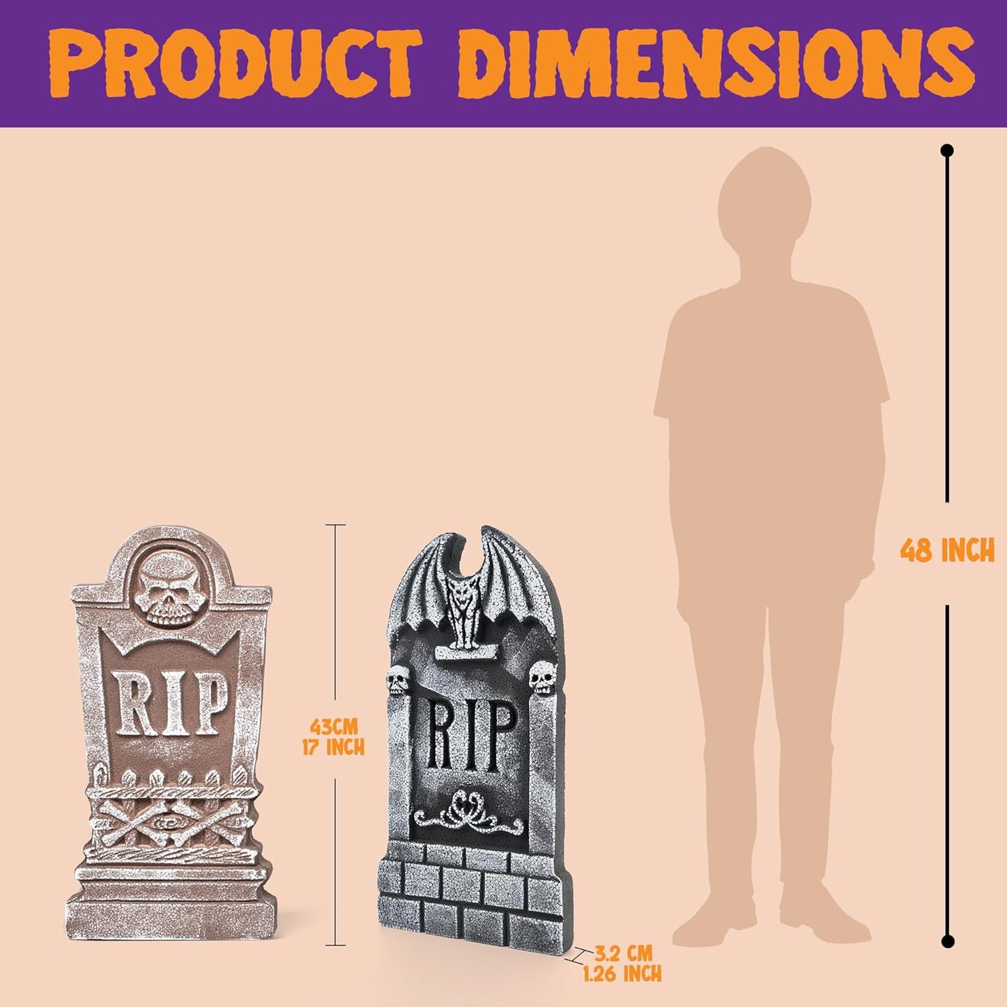 17” Halloween Foam RIP Graveyard Tombstones (5 Pack)