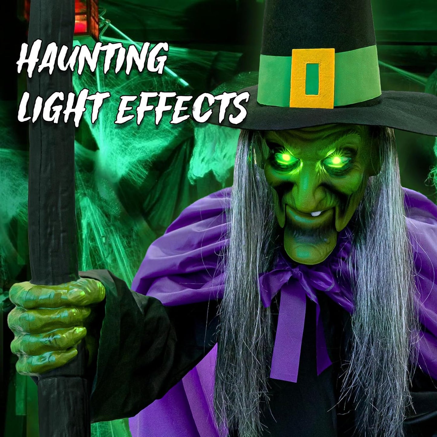 11.5 Ft Animated Hovering Witch Animatronics