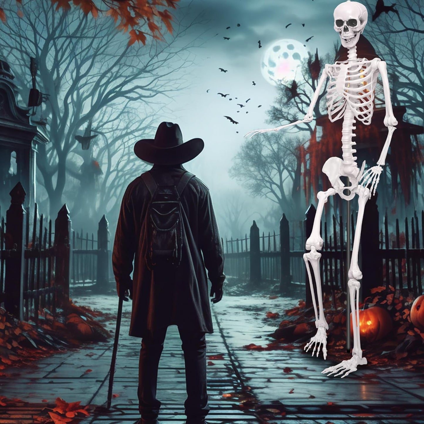 7.9ft/240cm Giant Skeleton Halloween Skeleton Life Size