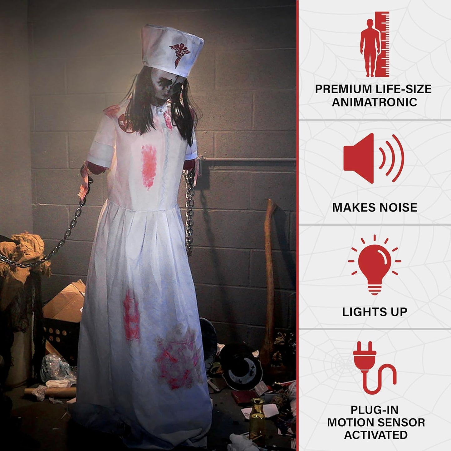 Haunted Hill Farm Life-Size Animatronic Convulsing Nurse