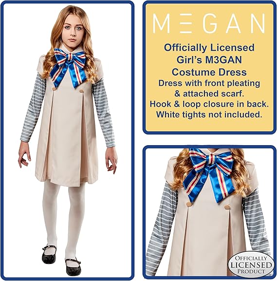 Girl's M3gan Costume Dress, As Shown
