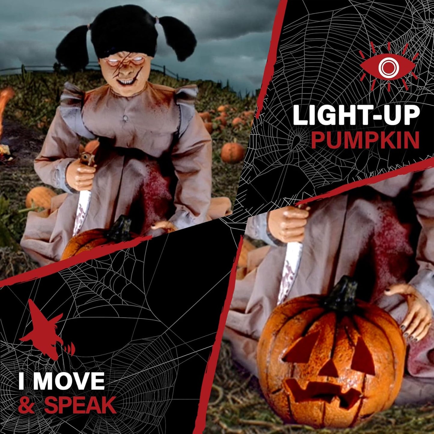 Haunted Hill Farm Lunging Pumpkin Carver Zombie Girl