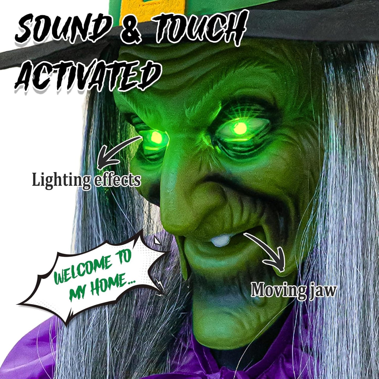 11.5 Ft Animated Hovering Witch Animatronics