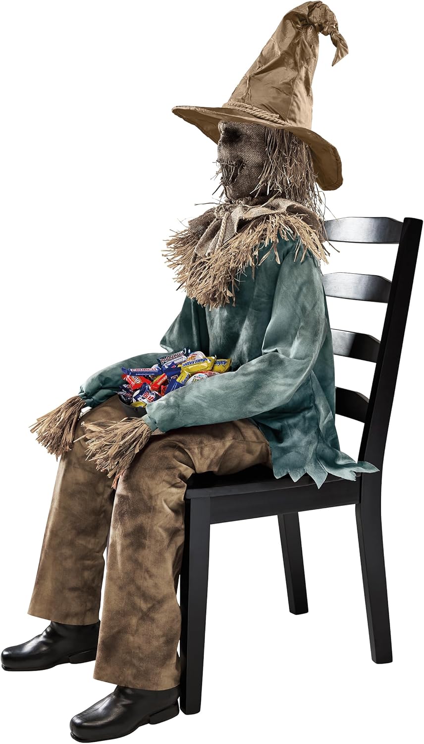 Spirit Halloween 4.5 Ft Scary Sitting Scarecrow Animatronic