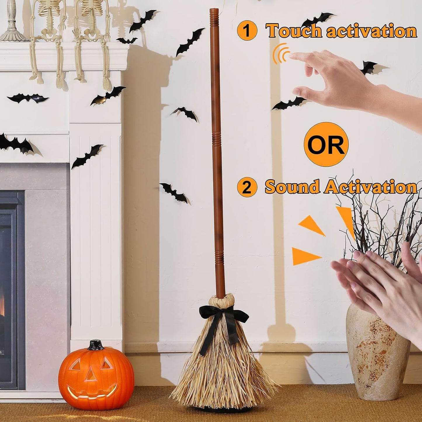 43.5 Inches Tall Animated Floating Witch's Broom