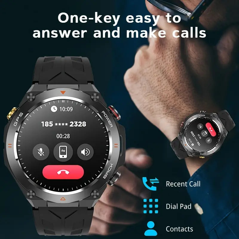 GPS Sports Smart Watch -1. 46 'HD Large Screen IPX8/1ATM Smart Watch for Men -650mAh Large Battery -100+Sports Mode Sports Tracker - Wireless Call/Answer - Sports Bracelet with Sports Positioning - Compatible with Android/iPhone - Gift for Men
