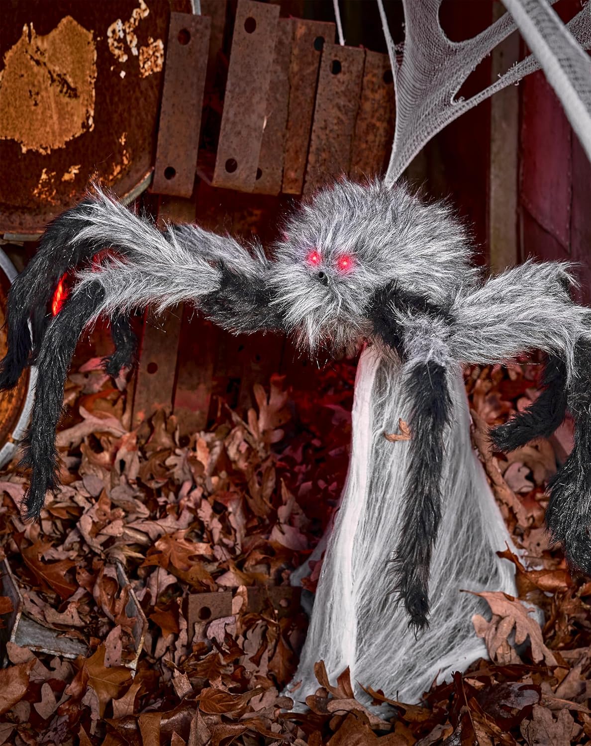 Halloween 21 Inch LED Gray Jumping Spider
