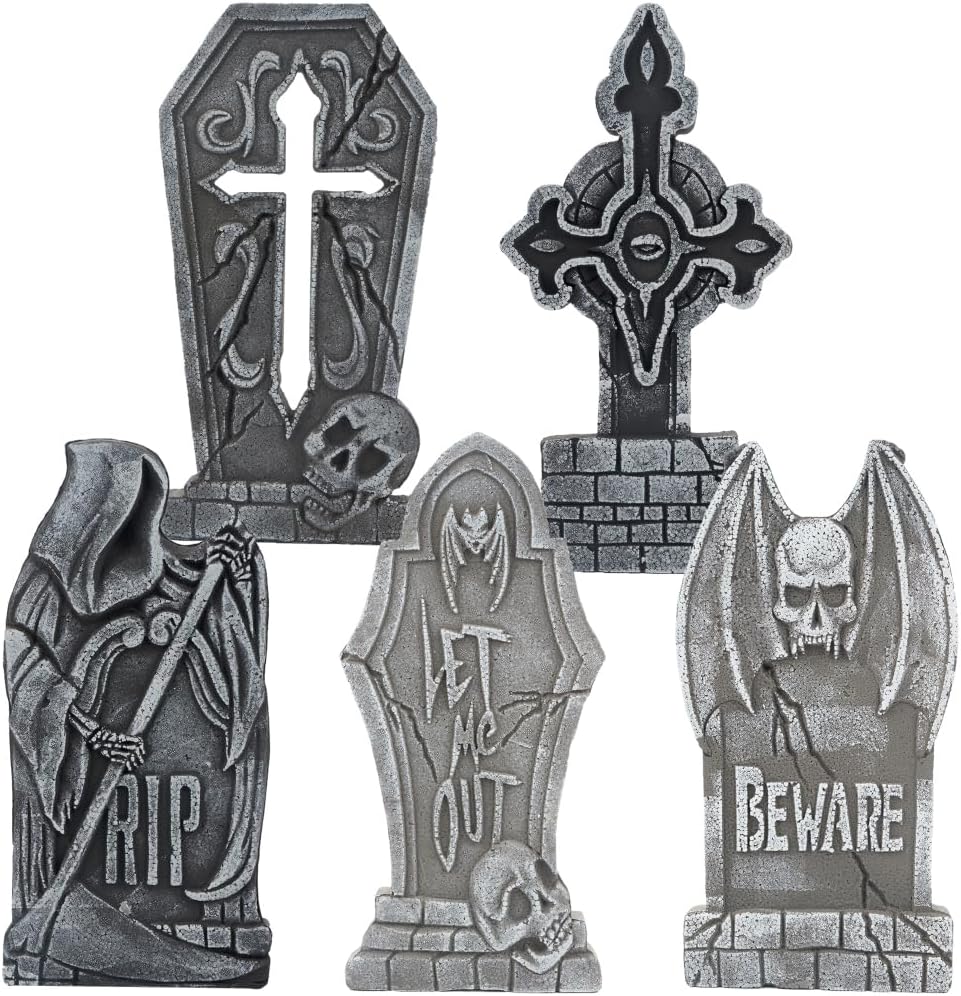 17” Halloween Foam RIP Graveyard Tombstones (5 Pack)