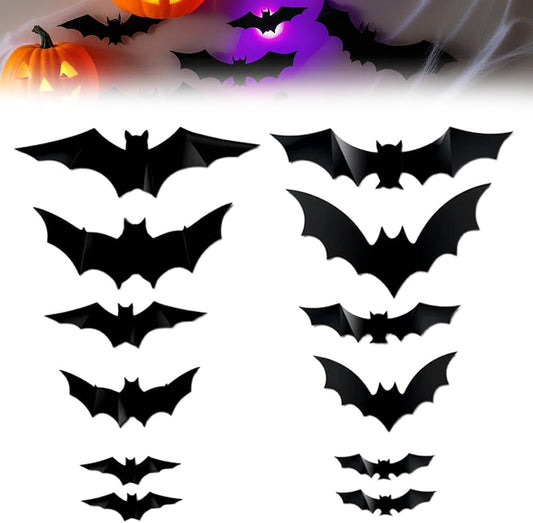 2025 New Halloween 3D Lighted Bats, LED Purple Lighted 3D Bats Halloween Decoration