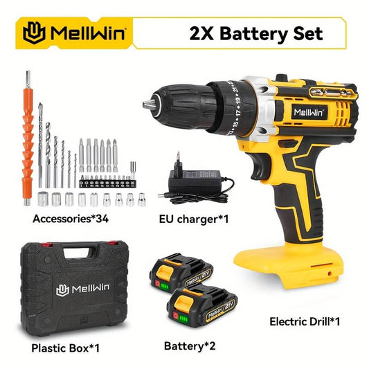 Electric Drill Tool Set, 25 Gears + 3 Functions, Electric Screwdriver Tool Kit, Suitable For Home Improvement Drilling Tools, Family Essential, Holiday Gift Set