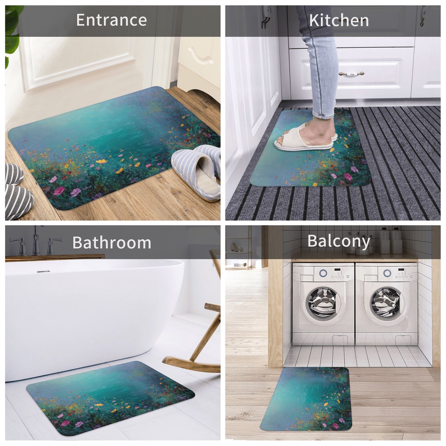 Art Printed Anti-Slip Floor Mat – Absorbent Rug for Home, Bedroom, Living Room, Bathroom (60×40 cm)