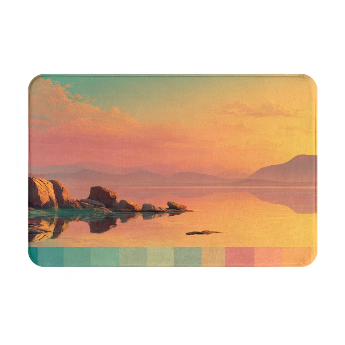 Sunset Lakeside Scenery Anti-Slip Floor Mat – Artistic Rug for Entryway, Bedroom, Living Room