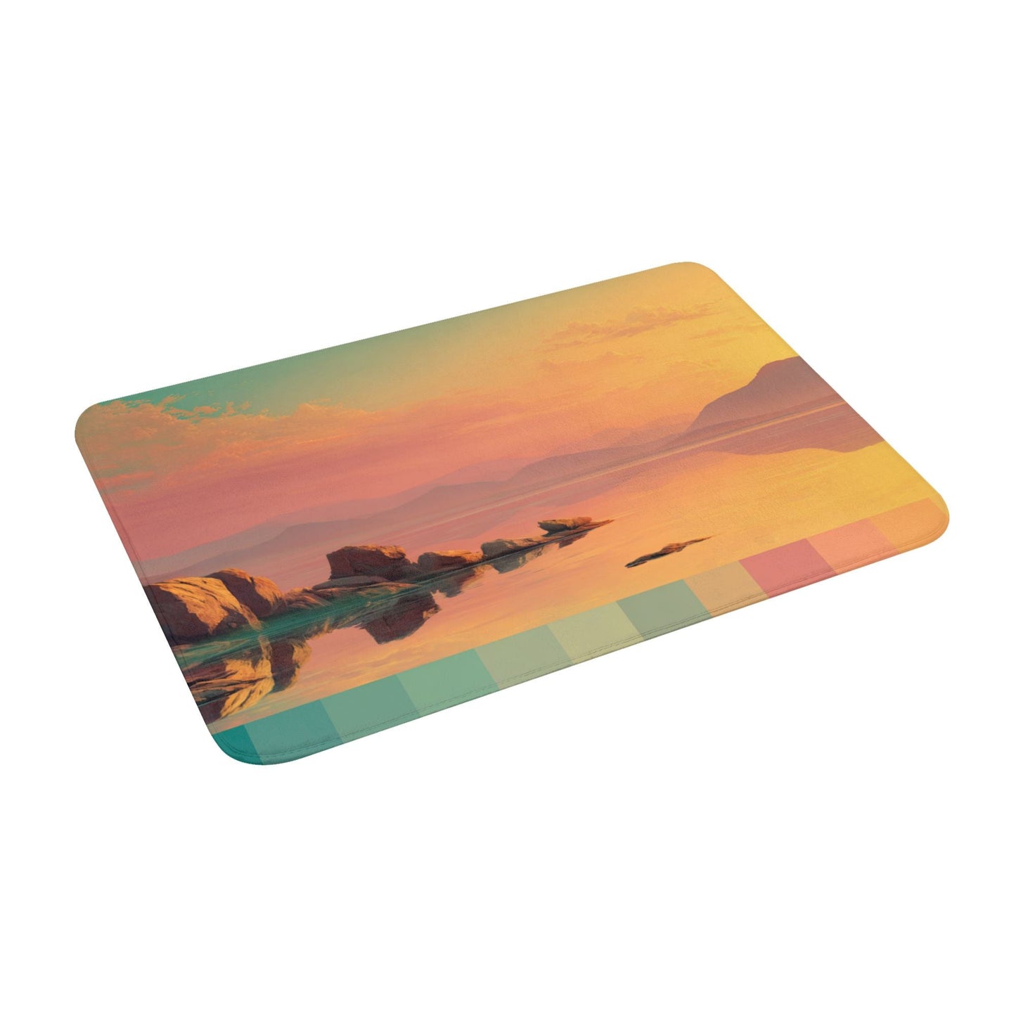 Sunset Lakeside Scenery Anti-Slip Floor Mat – Artistic Rug for Entryway, Bedroom, Living Room