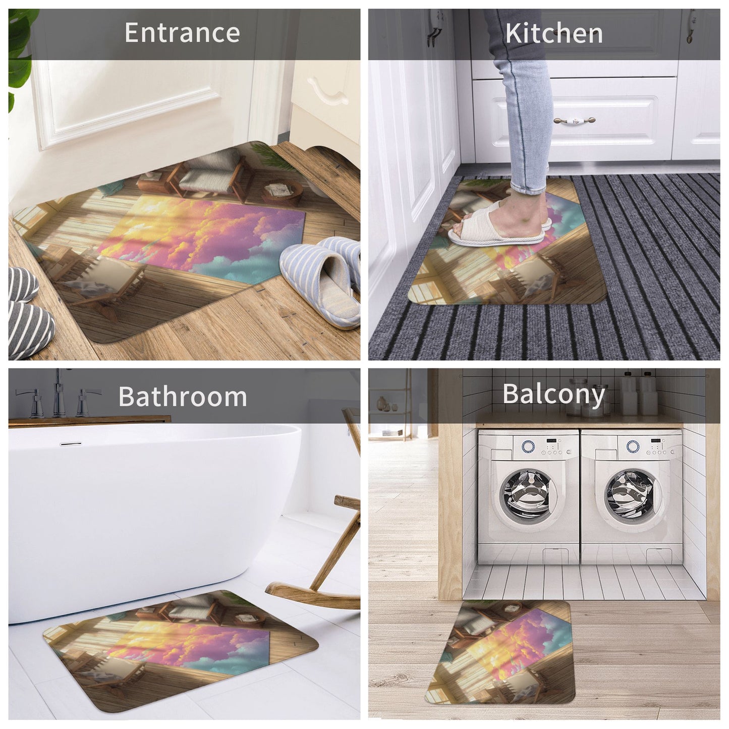 Dreamy Cloud Anti-Slip Floor Mat – Artistic Rug for Entryway, Bedroom, Living Room